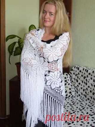 Красивый мотив для шали крючком Конкурс 
