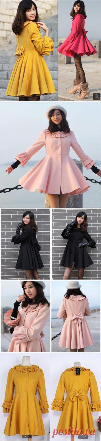 2013 Зимние Недавно Fashioned Европейский классический сладкий шерстяные Сгущает Solid Color О образным вырезом Ruffled длинный тонкий Плиссированные теплое , принадлежащий категории Шерсть и сочетания и относящийся к Одежда и аксессуары на сайте AliExpress.com