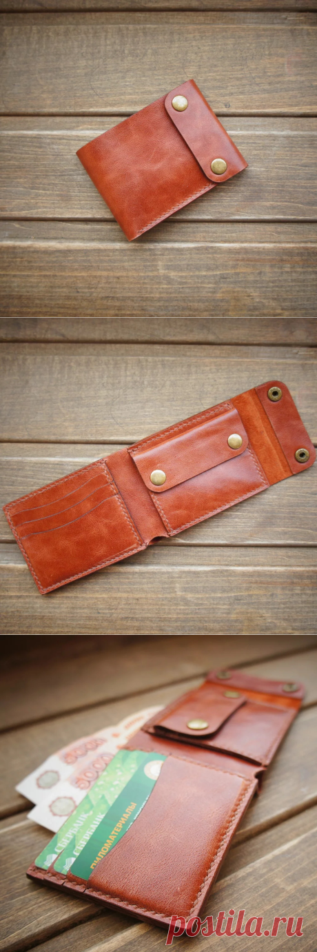 Купить кошелек из натуральной кожи коричневого цвета от GRleather | Mellroot