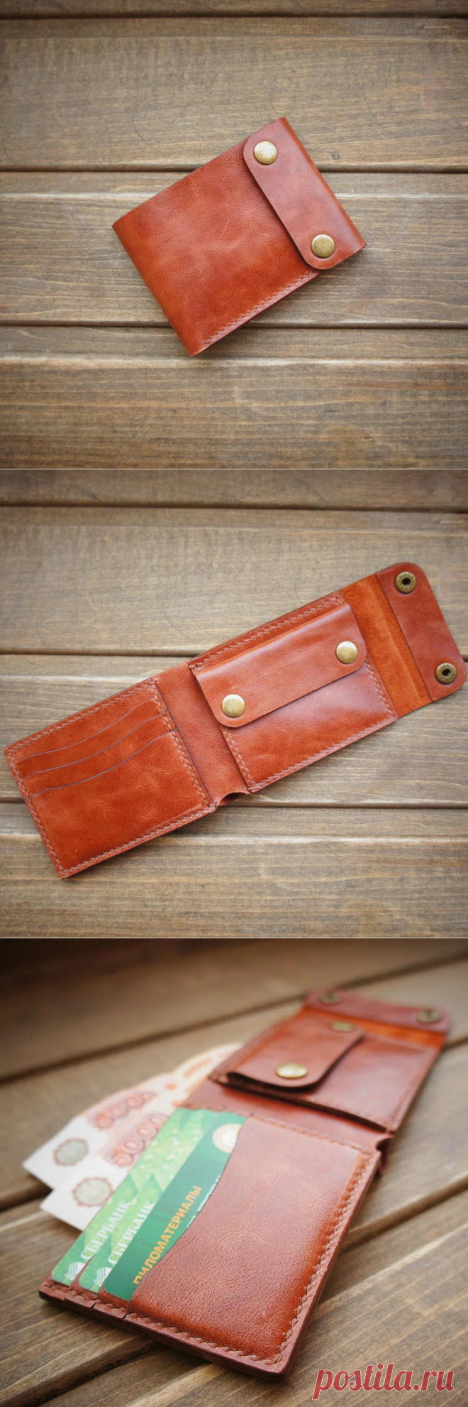 Купить кошелек из натуральной кожи коричневого цвета от GRleather | Mellroot