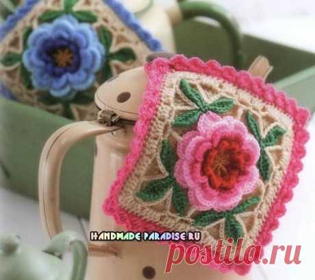 Самые красивые прихватки с розами крючком - Handmade-Paradise Самые красивые прихватки с розами крючком. Любительницам украшать дом поделками ручной работы и вязать красивые штучки предлагаю связать прихватки с розами