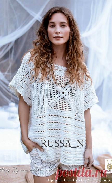 Ажурная туника на основе квадрата. Крючком. Схемы. / Обсуждение на LiveInternet - Российский Сервис Онлайн-Дневников