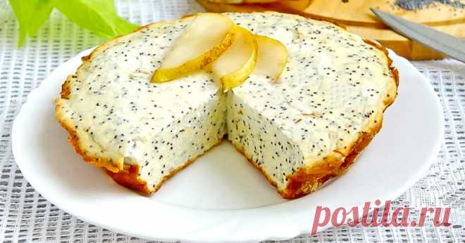 Творожная запеканка с грушей и маком