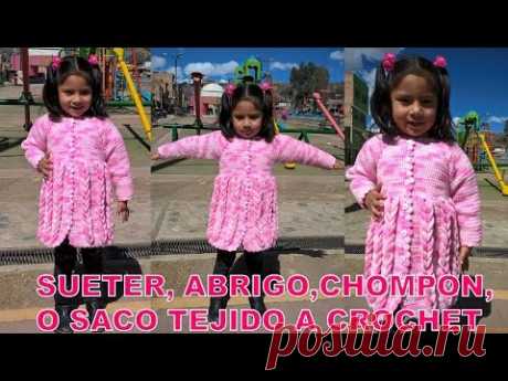 SUETER, ABRIGO, CHOMPON O SACO TEJIDO A CROCHET PARTE 2 DE 2 PASO A PASO EN ESPAÑOL