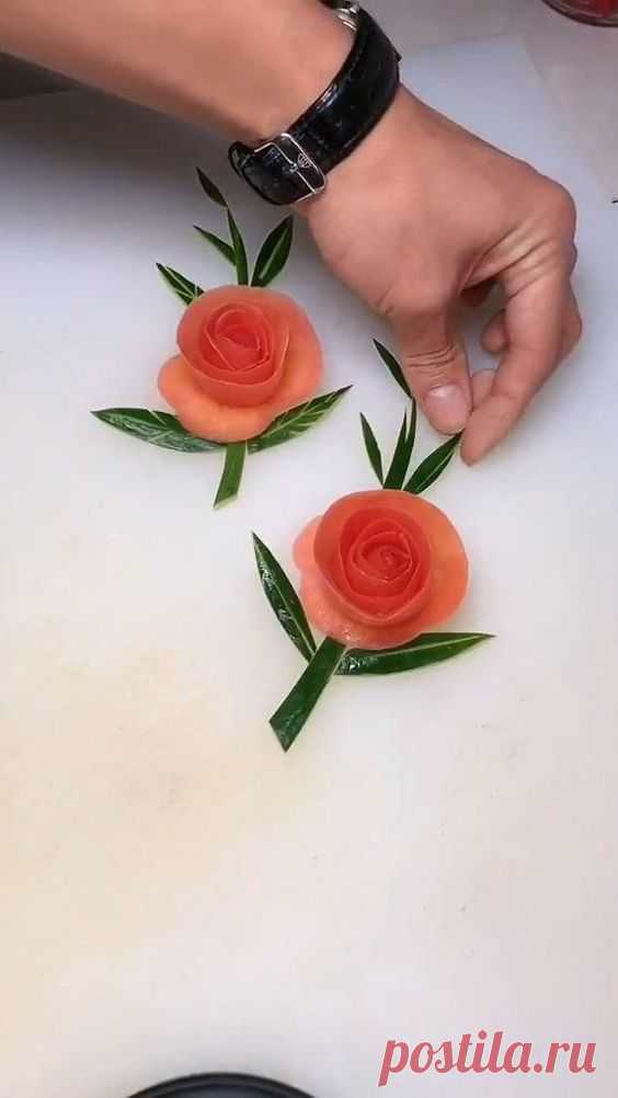 Tomato Rose Flower Garnish for Plate Decoration
