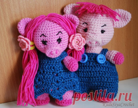 Crochet stuffed pigs dressed toy crochet toy symbol of 2019