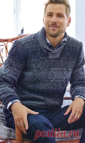 Мужской пуловер спицами