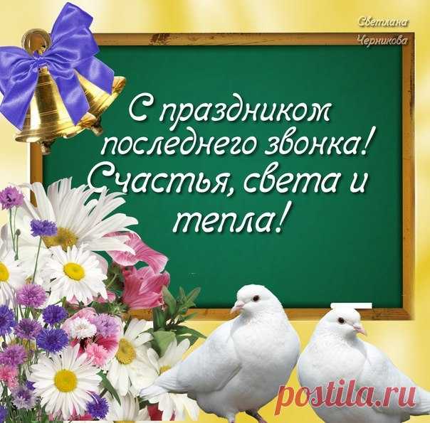 Успехов громких, вам, ребята,
Достойно по судьбе шагать,
О первых учителях и школе
Желаем лишь не забывать!
С ПОСЛЕДНИМ ЗВОНКОМ!