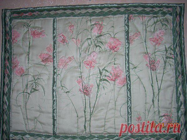 "Цветы полевые".
Пэчворк. Ручная стёжка. Бисер.