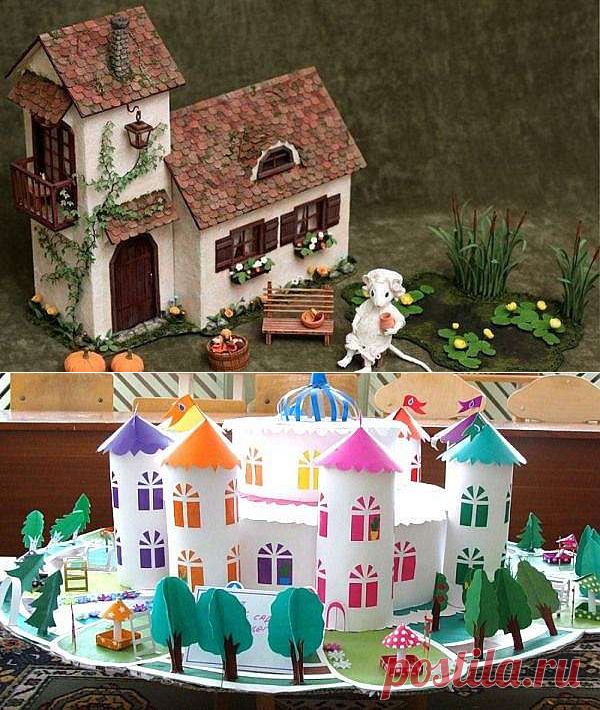 Как сделать объемный домик из бумаги - делаем своими руками