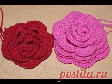 Вязание крючком для начинающих. Цветок РОЗА 2  ///   Crochet for beginners. Flower rose 2