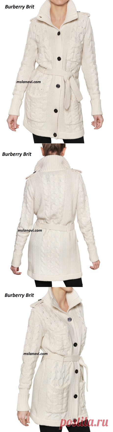 Белый кардиган спицами от Burberry Brit | Вяжем с Лана Ви