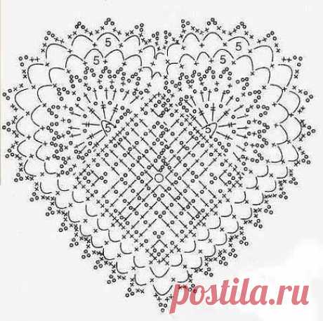 Схемы вязания ажурных сердечек