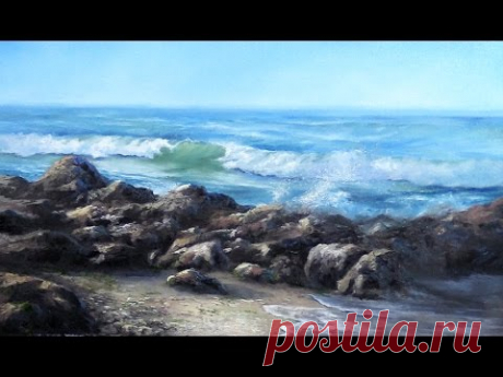 California Seascape | Ocean Wave & Rocks oil painting