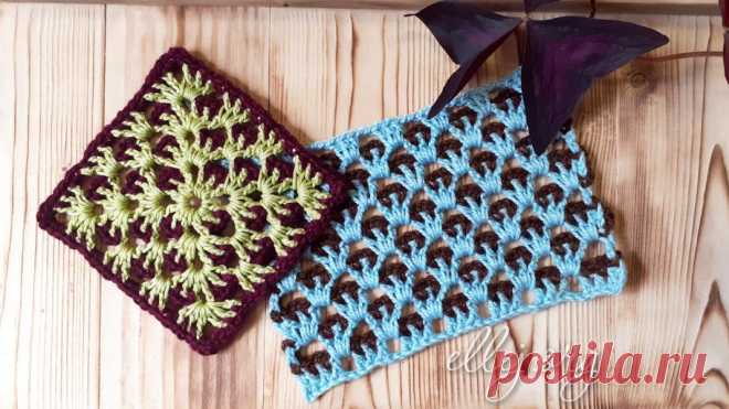 Интересный двухцветный узор и мотив • МК от crochet_varusha | Вязание крючком от Елены Кожухарь