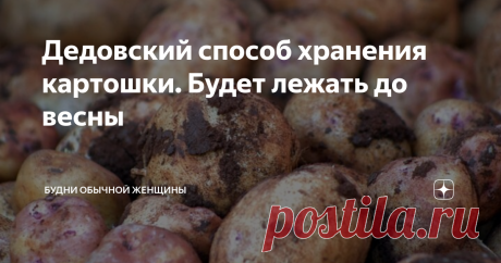 Дедовский способ хранения картошки. Будет лежать до весны Конец сентября - самое время заготовок к зиме свежих овощей. Все покупают картошку, лук, капусту, морковь.  У кого-то свои овощи, с собственного огорода, но их тоже нужно каким-то образом хранить. Ведь зимой стоимость той же картошки увеличивается втрое, а в нынешних условиях - это безумно дорого.  Сегодня я хочу рассказать, как хранить картошку чтобы она долежала без проблем до весны.  Но сначала я хочу поделиться ...