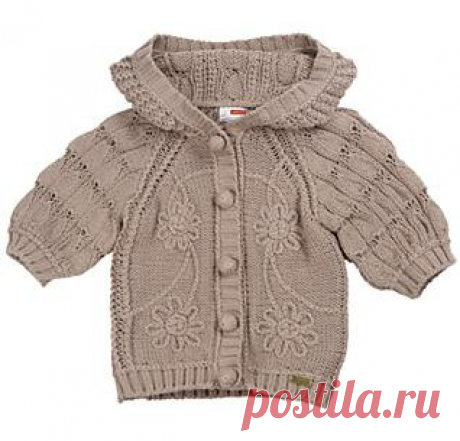 Кофточка с капюшоном для девочки. Вяжут онлайн на "осинке".