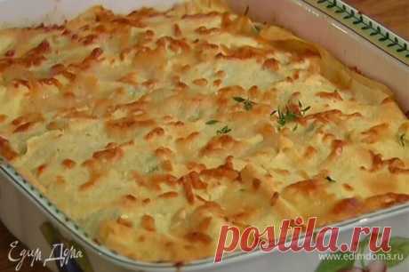 Лазанья с грибами, козьим сыром и шпинатом