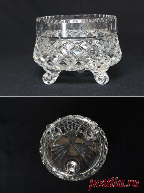 Brilliant Lead Cut Crystal Glass Footed Bowl Diamonds Lattice | Etsy