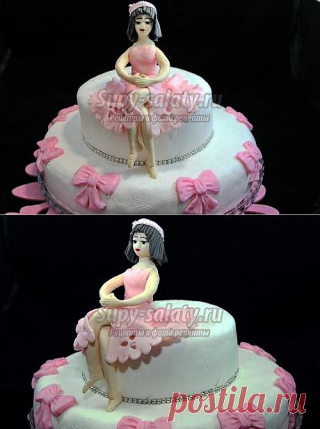 Бисквитный торт с мастикой. Балерина. Рецепт с пошаговыми фото