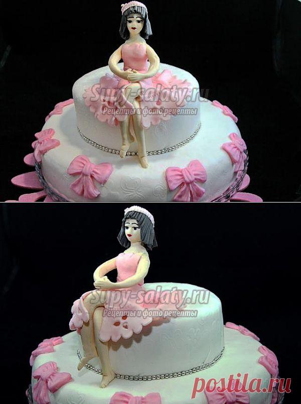 Бисквитный торт с мастикой. Балерина. Рецепт с пошаговыми фото