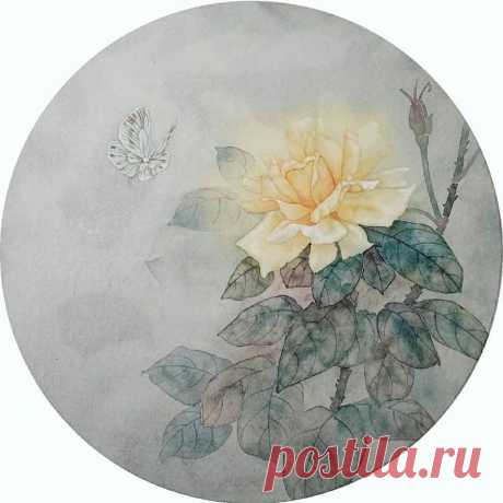 🦋 Рисуем с Олей Обуховой: &quot;Жёлтая роза с бабочкой&quot; | Клуб восточной культуры &quot;Две империи&quot;
