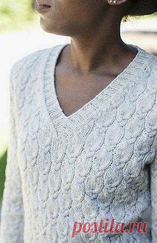 Меланжевый белый пуловер | Вязание и рукоделие