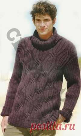 Мужской свитер вязаный спицами