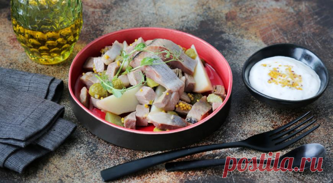 Салат из картофеля с сельдью и телятиной, пошаговый рецепт с фото