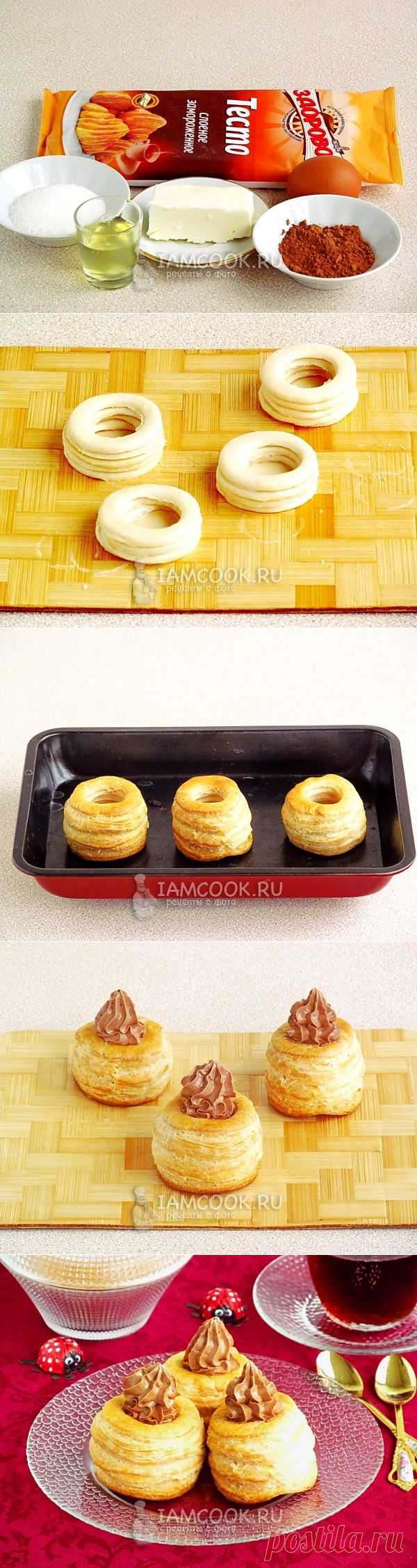 Слоёные пирожные «Башенки» с шоколадным кремом,
