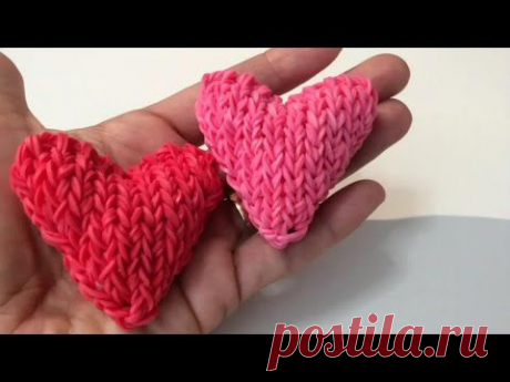 Как сплести СЕРДЦЕ 3d, из резиночек rainbow loom, heart 3d, урок 18