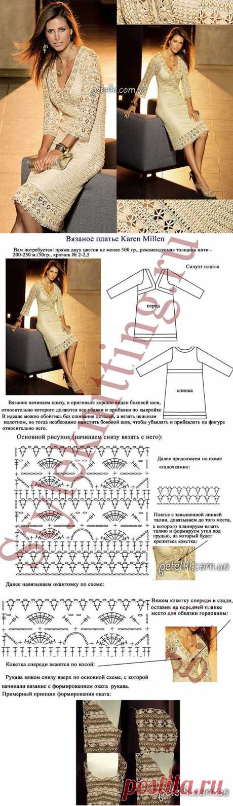 Платье крючком от Karen Millen. Описание и схемы