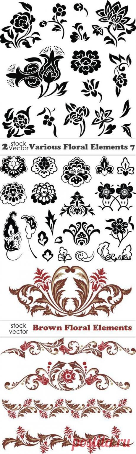 Растительные и цветочные орнаменты, каллиграфические элементы.