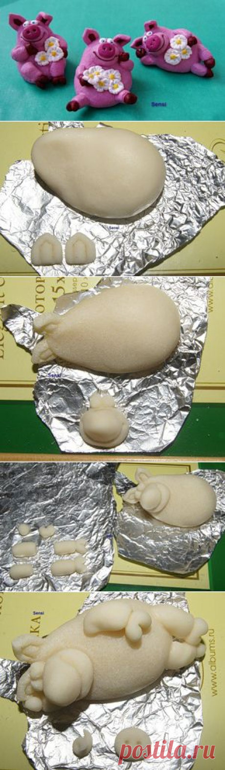 МК поросенок и ромашки из соленого теста