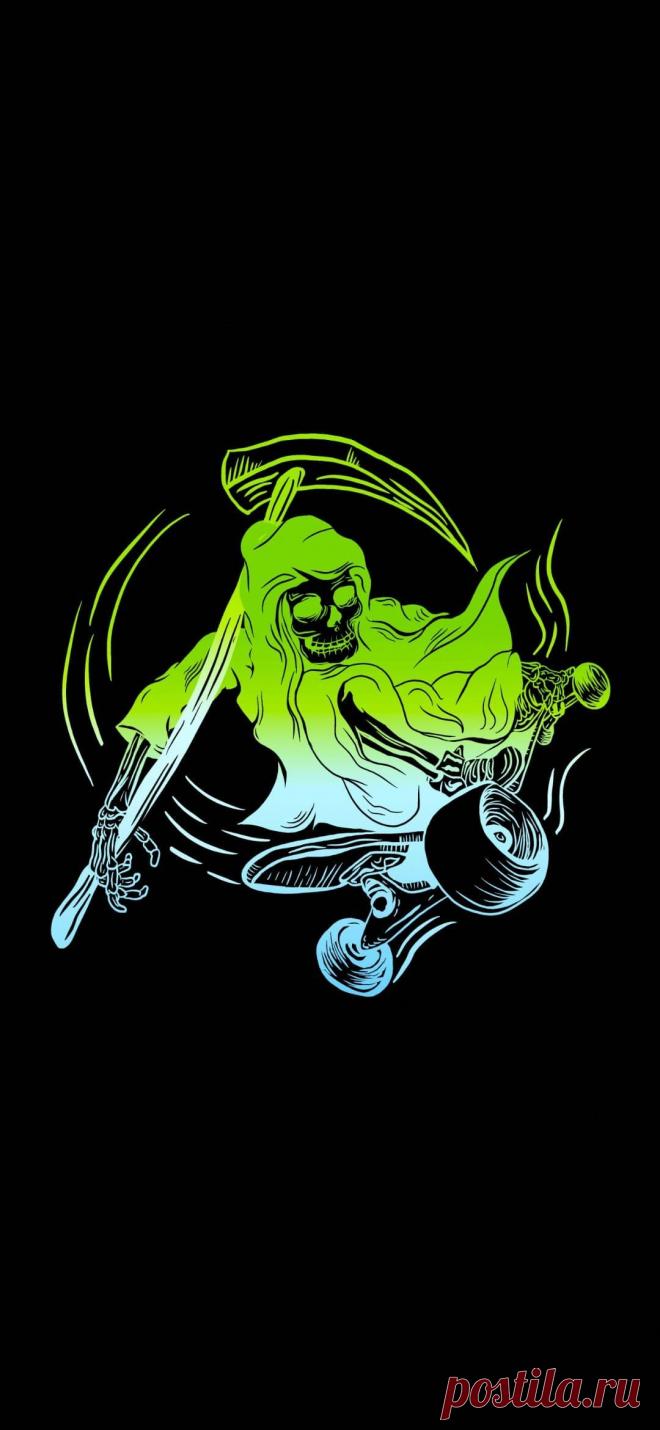 Скейтер с косой на заставку телефона.