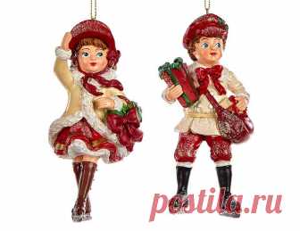 Ёлочное украшение МАЛЕНЬКИЙ КОНЬКОБЕЖЕЦ в бежевом жакете, в викторианском стиле, полистоун, 12 см, в ассортименте, Goodwill {CODE} - 1'060 руб - купить в интернет магазине 