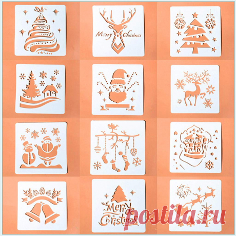 Amazon.com: Kinteshun Christmas Bullet Journal Plastic Stencil Drawing Painting Template DIY Kit for Xmas Holiday Planner Album Scrapbooking Card Making(12pcs with Different Patterns): Arte, Manualidades y Costura
