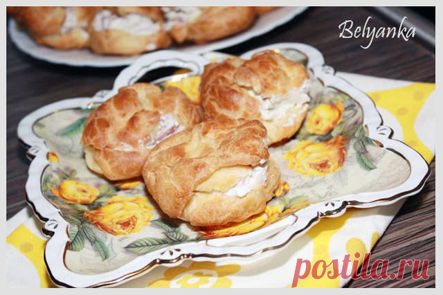 Вкусные и простые рецепты: Профитроли с творожным сыром и ветчиной