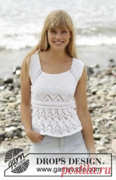 Топ аура Короткий топ майка спицами для женщин, выполненный из хлопковой пряжи средней толщины. Вязание модели начинается с деталей кокетки переда и...