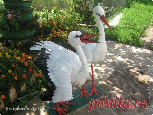 Поделки для сада. Аист из пластиковых бутылок, своими руками. - Поделки для сада - Поделки для сада, огорода - Каталог статей - Рукодел.TV