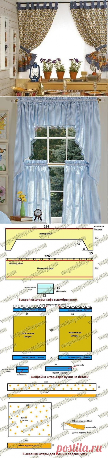 Выкройки штор для кухни — Сделай сам, идеи для творчества - DIY Ideas
