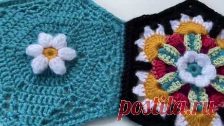 ВЯЖЕМ ЛЕГЕНДАРНЫЙ ПЛЕД КРЮЧКОМ «ЦВЕТЫ ФРИДЫ» МОТИВ 3(6)🌻 HOW TO CROCHET “FRIDA’
