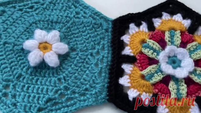 ВЯЖЕМ ЛЕГЕНДАРНЫЙ ПЛЕД КРЮЧКОМ «ЦВЕТЫ ФРИДЫ» МОТИВ 3(6)🌻 HOW TO CROCHET “FRIDA’