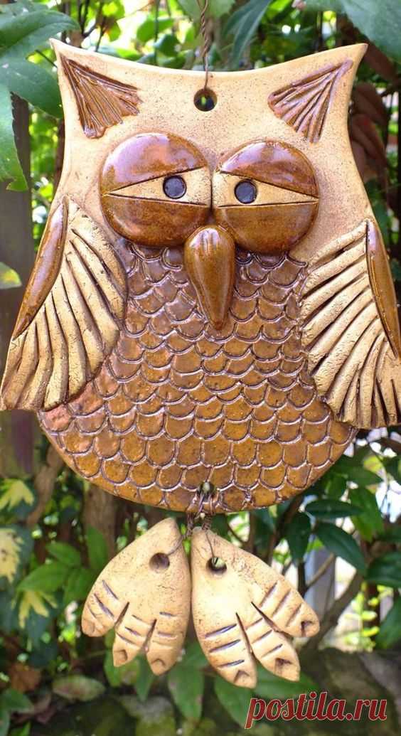 (32) http://de.dawanda.com/product/66611107-Eule-Windspiel-Gartenkeramik-Unikat | Keramiken