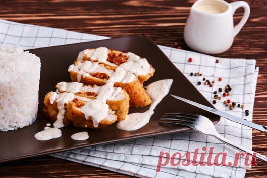 Хрустящая куриная грудка фаршированная вялеными томатами и сыром и жасминовым рисом :: Блюда из птицы :: Рецепты проекта «Gurmanni» :: Gurmanni