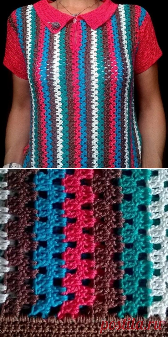 crochelinhasagulhas: Blusa colorida em crochê