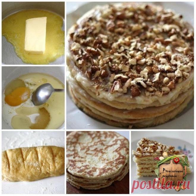 Торт на сковороде за полчаса!

Безумно вкусный тортик за полчаса. По вкусу чем-то похож на «Рыжик» и «Наполеон» вместе взятые. Этот рецепт я испробовала в разных интерпретациях и сочетаниях. Вот самый оптимальный вариант, очень рекомендую.

Ингредиенты:

Тесто:
Сливочное масло – 70 гр. (1/3 пачки),
Мёд – 1 ст. ложка,
Сода – 0,5 ч. ложки,
Сахар – 1/3 стакана,
Яйцо – 1 шт.,
Сметана / Молоко – 1 ст. ложка,
Мука – 1,5 стакана,
Орехи, шоколад, печенье – по вкусу и желанию.

При...
