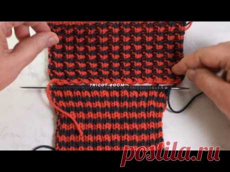 Резинка 2х2 со сдвигом на одну петлю для планок, шарфов, шапок, носков. Rib 2x2 knitting.