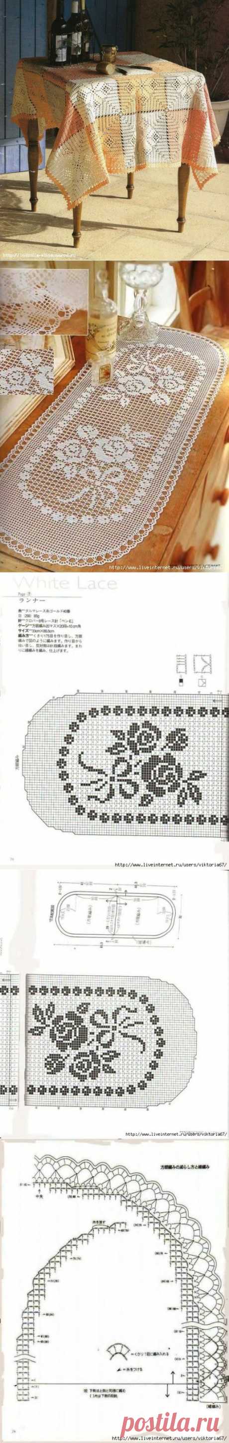 Вязание Крючок Схемы Салфетки Скатерти (150 фото).