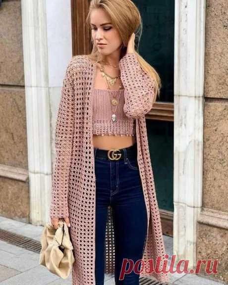 Сетчатый кардиган крючком. Схема узора. / knittingideas.ru